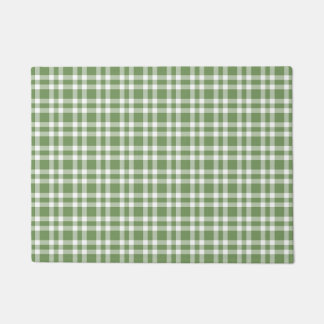 Paillasson Green White Plaid Pattern