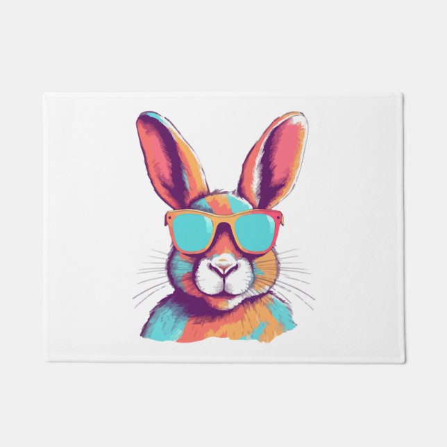 Paillasson Greg le lapin avec des lunettes (Devant)
