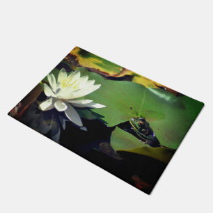 Paillasson Grenouille Admirant L'Eau Lily Lotus Fleur