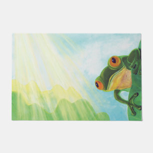 Paillasson Grenouille verte attrapant les rayons du soleil