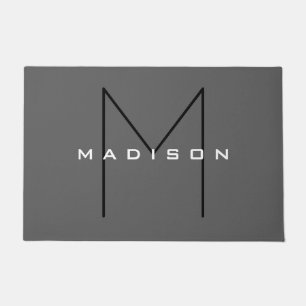 Paillasson Grey Black Bold Monogramme Moderne Nom de famille
