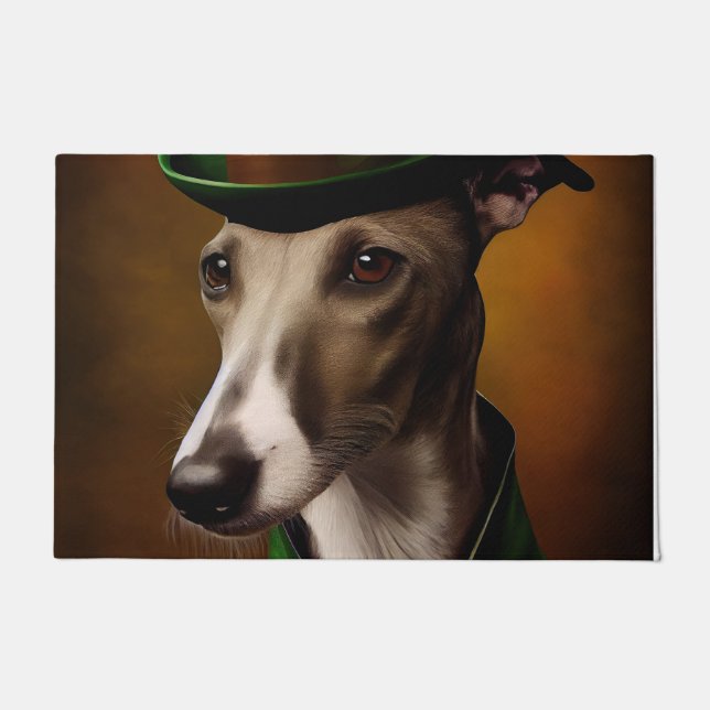 Paillasson Greyhound Dog en tenue de la Saint Patrick (Devant)