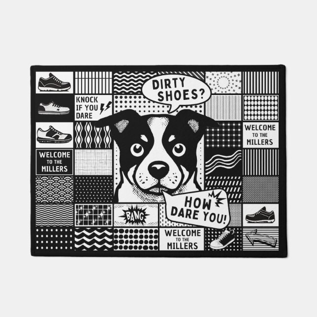 Paillasson Grille bento avec humour et chien dans le style po (Devant)