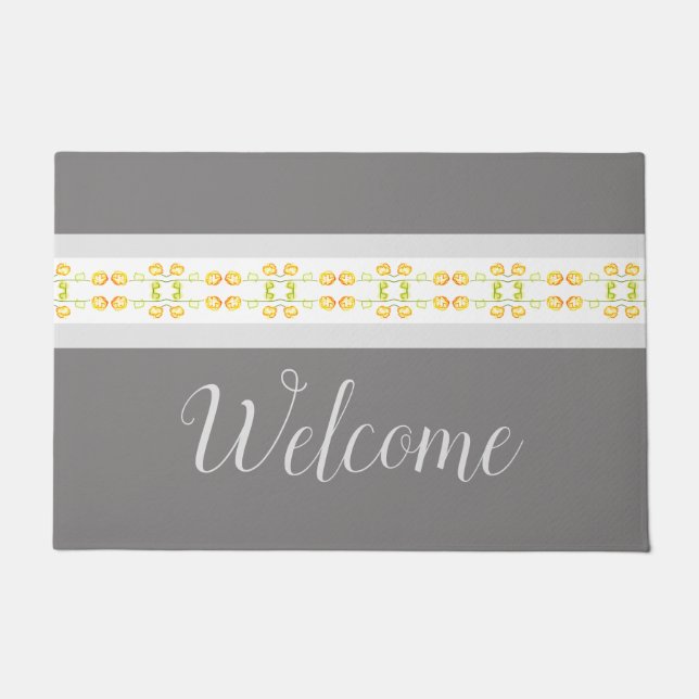 Paillasson Gris foncé et clair avec accent Motif jaune (Devant)