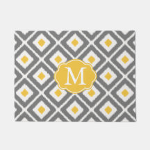 Gris, Jaune, Blanc Ikat Diamond Motif