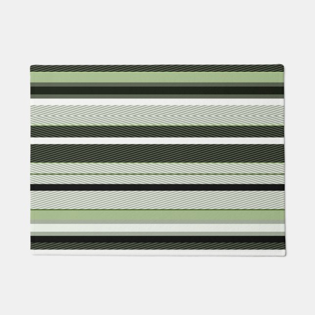 Paillasson Gris, vert, bandes blanches.  (Devant)