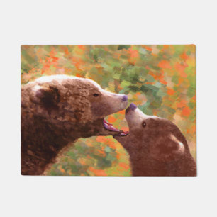 Paillasson Grizzly Bear Mom and Cub Painting - Wildlife Art