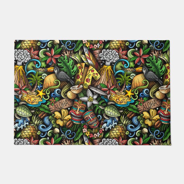 Paillasson Grosse porte tropicale ALOHA (Devant)