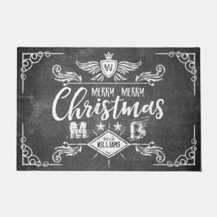 Paillasson Grunge Chalkboard Merry Christmas Retro Typographi
