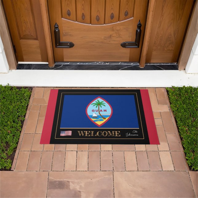 Paillasson Guam house mat, Guamanian Drapeau sports USA/ Bien (De plein air)