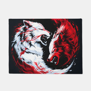Paillasson Guerrier loup cosmique rouge blanc