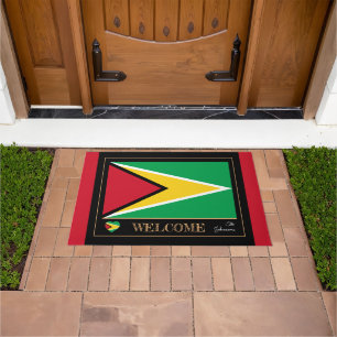 Paillasson Guyana & Guyana Flag house mats / sports Bienvenue