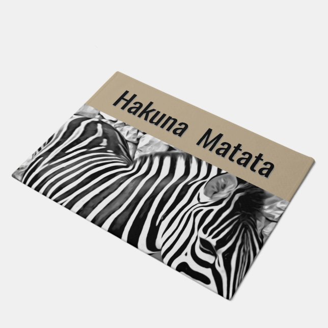 Paillasson Hakuna Matata -zèbre en gros plan (Incliné)