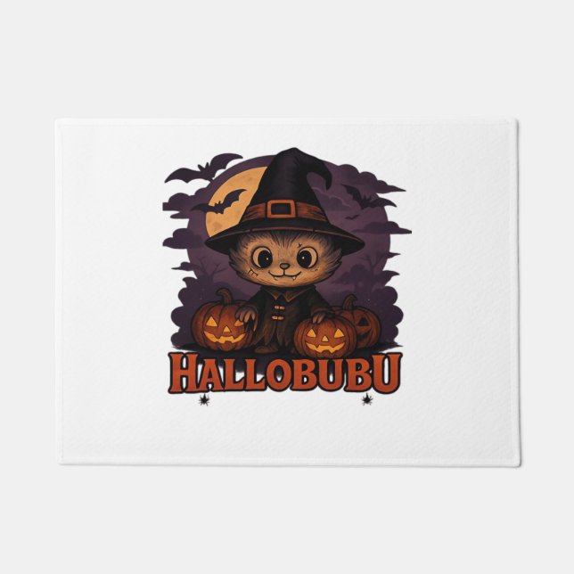 Paillasson Hallobubu Halloween mignonne et Éffrayante sorcièr (Devant)