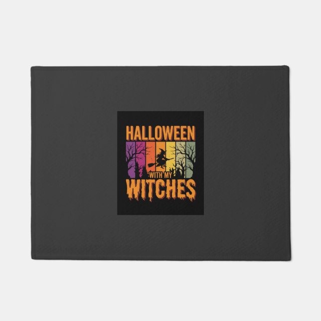 Paillasson Halloween Avec Mes Sorcières Rétro Coucher de sole (Devant)