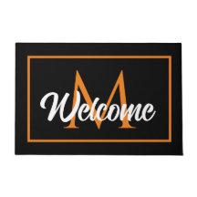 Halloween Black Orange Famille Monogramme Bienvenu