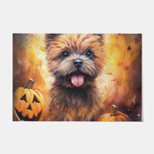 Paillasson Halloween Cairn Terrier Avec La Peur Citrouille