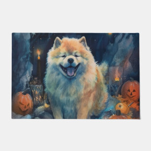 Paillasson Halloween Chow Chow Avec La Peur Citrouille