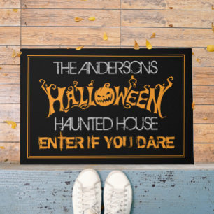 Paillasson Halloween Custom Black Orange Haunted House Éffra