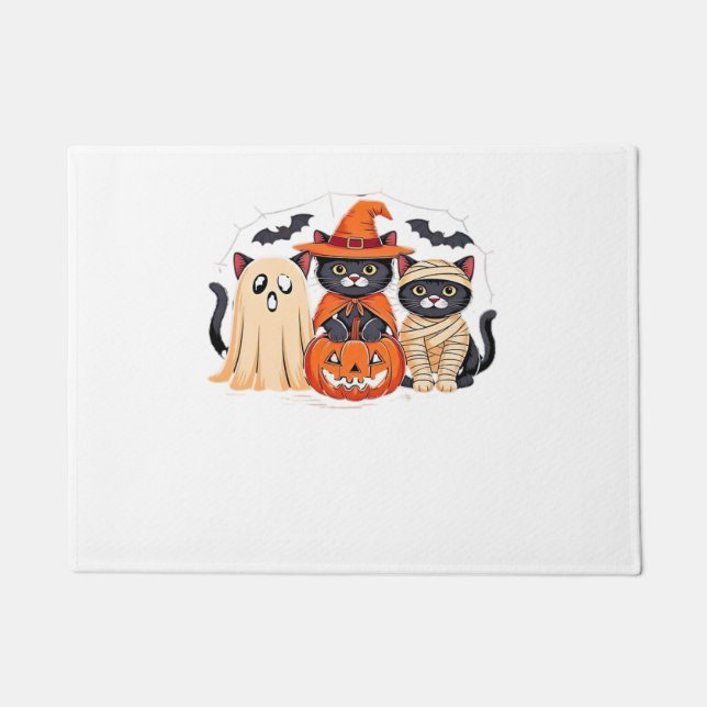 Paillasson Halloween Cute Ghost Citrouille Chat Classic T-Shi (Devant)