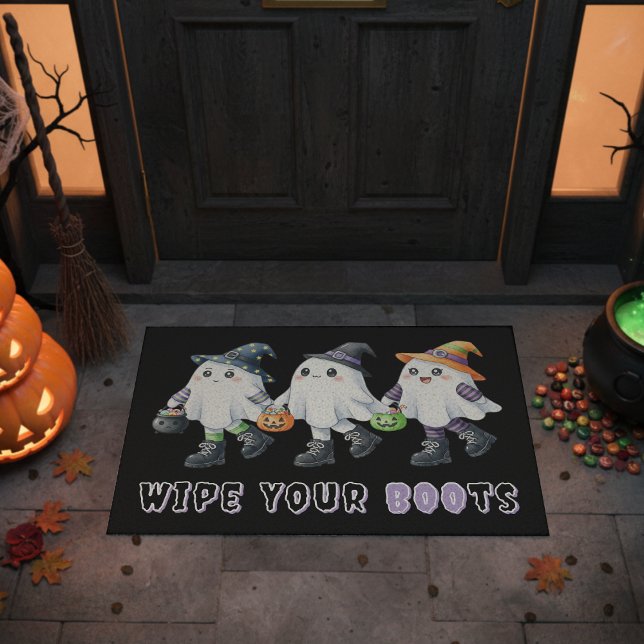 Paillasson Halloween Essuyer vos bottes Ghost Trick ou le tra (Halloween Wipe Your Boots Ghost Trick or Treating Doormat
)
