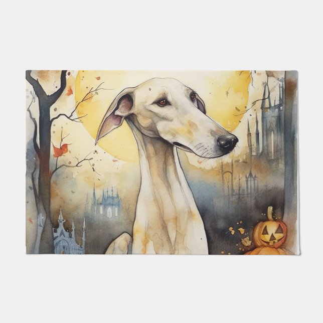 Paillasson Halloween Greyhound Avec La Peur Citrouille (Devant)