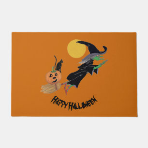 Paillasson Halloween joyeuse et colorée sorcière