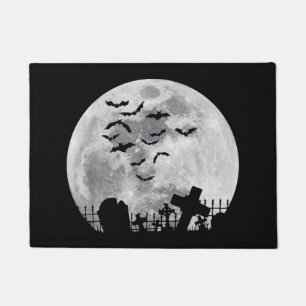Paillasson Halloween Pleine lune Cimetière Bats Éffrayants