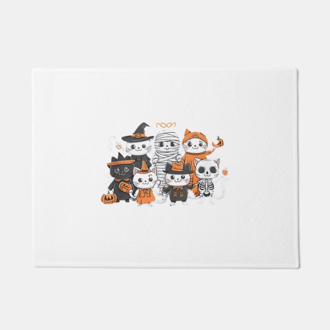Paillasson halloween pour chat mignon chaton squelette fantôm (Devant)