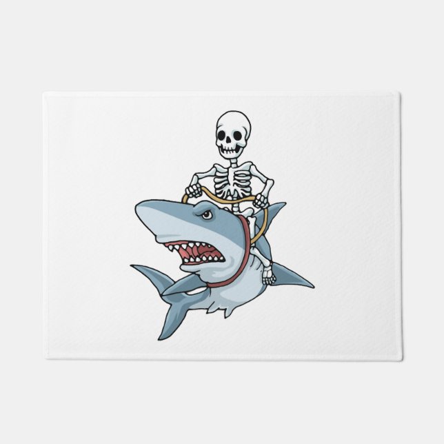 Paillasson Halloween Skeleton Shark Funny Halloween Cadeau (Devant)