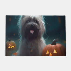 Paillasson Halloween Skye Terrier Avec La Peur Citrouille