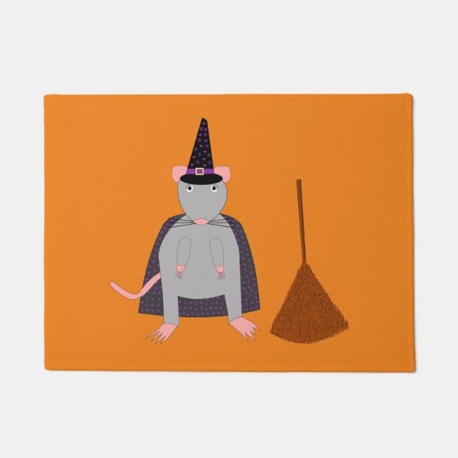 Paillasson Halloween sorcière rat et chambre (Devant)