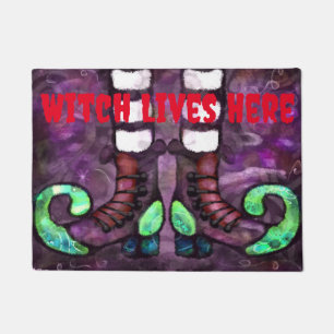 Paillasson Halloween Witch Vit Ici Bottes Whimsical