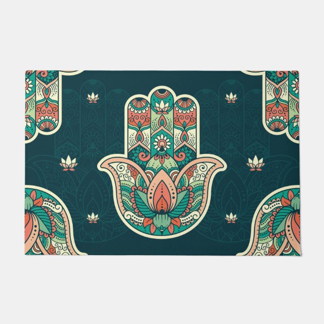 Paillasson Hamsa Hamsah Maison juive marocaine Bienvenue (Devant)