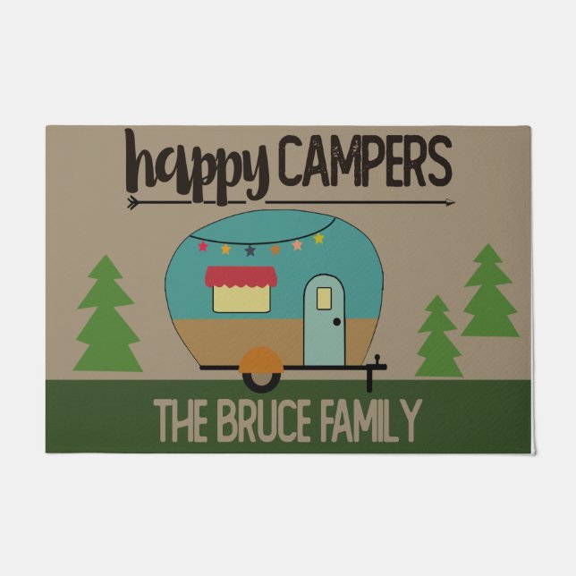 Paillasson Happy Camper Doormat, Camping Customisé (Devant)