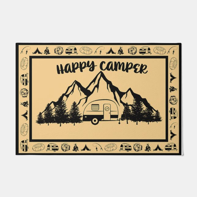 Paillasson Happy Camper Doormat, Vintage Camping Present (Devant)