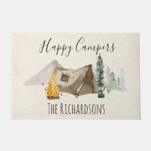 Paillasson Happy Campers Aquarelle Personnaliser Camp Tent