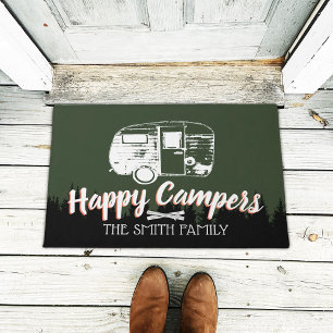 Paillasson Happy Campers Camping Trailer & Forest Nom de fami