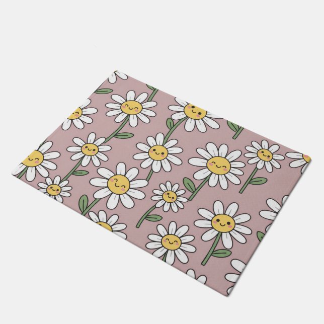 Paillasson Happy Daisies Pattern - Cute Floral Design (Incliné)