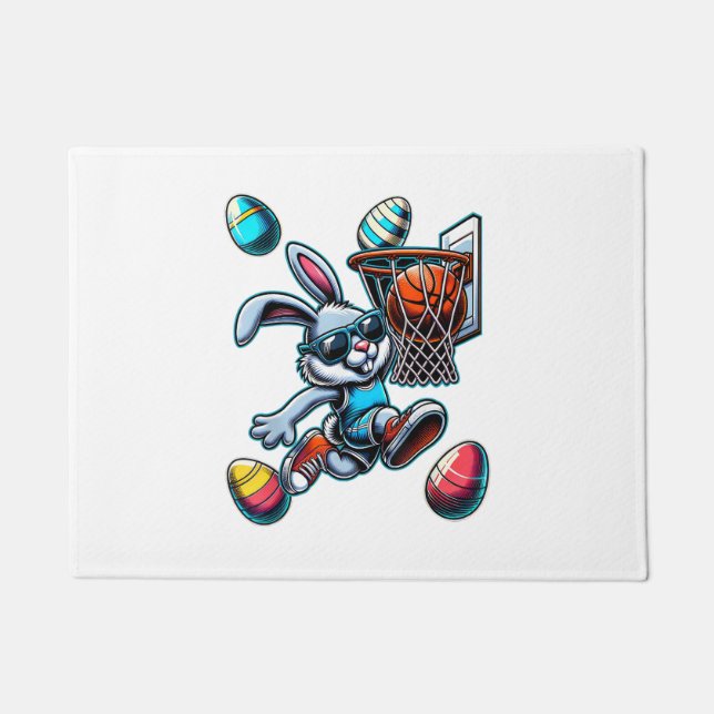 Paillasson Happy Easter Basketball Boys Easter Bunny Funny Ea (Devant)