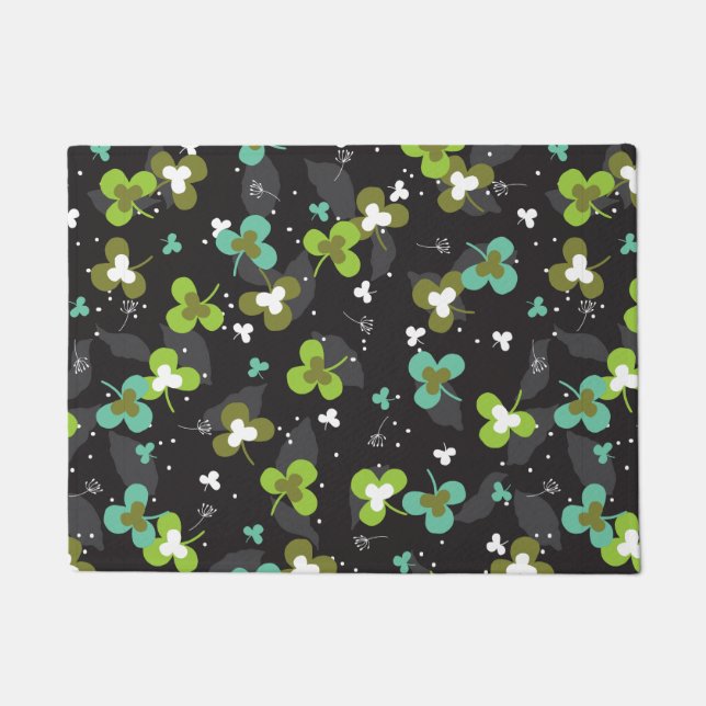 Paillasson Happy Green Clover Feuille Motif d'art II (Devant)
