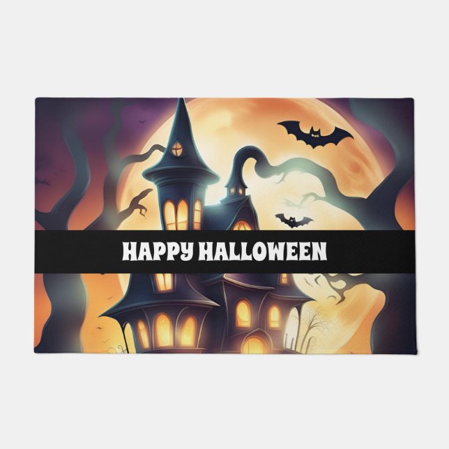 Paillasson Happy halloween effrayante maison (Devant)