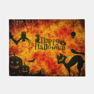 Paillasson Happy Halloween Holiday Welcome Chats noirs