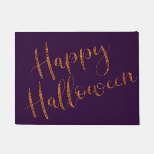 Paillasson Happy Halloween Parties scintillant orange moderne