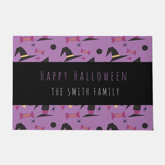 Paillasson Happy Halloween Witch Candy Motif Nom Porte mat (Devant)