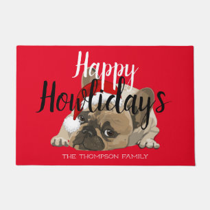 Paillasson Happy Howlidays mignon français bulldog drôle roug