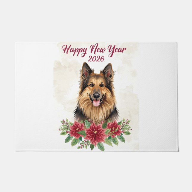Paillasson Happy New Year 2026 Dog Welcome door Mat (Devant)