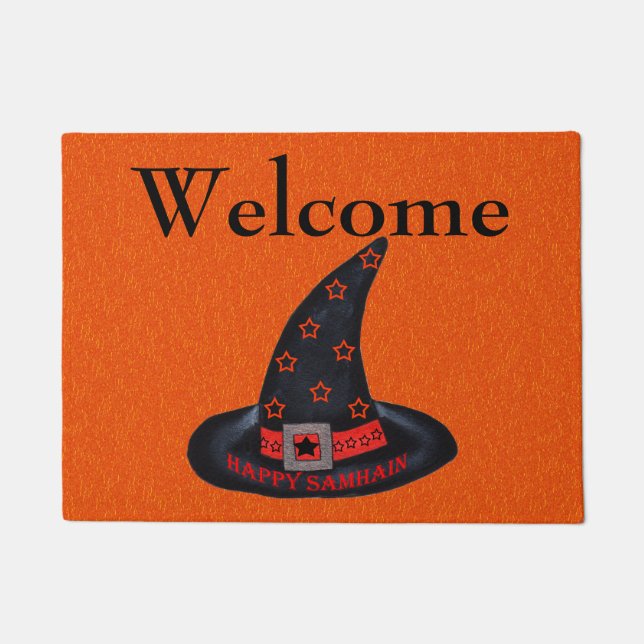 Paillasson Happy Samhain Witch Casquette Stars Magic Wiccan B (Devant)