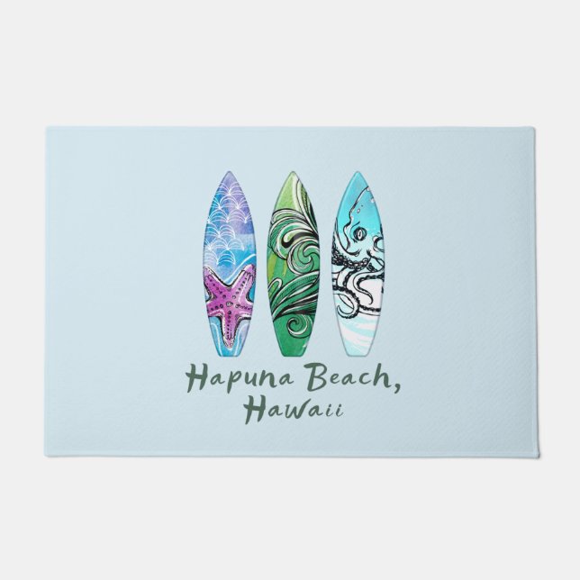 Paillasson Hapuna Beach Hawaii Surfboards Front Door Mat (Devant)
