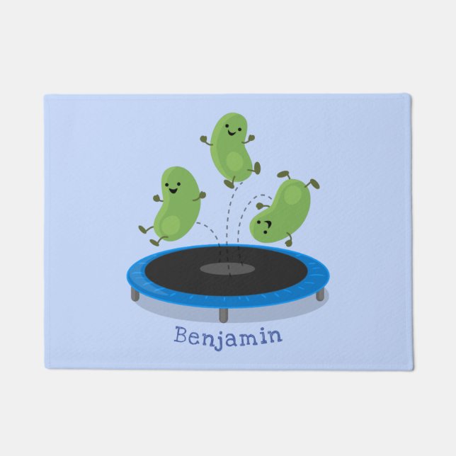 Paillasson Haricots verts mignons sur dessin animé trampoline (Devant)